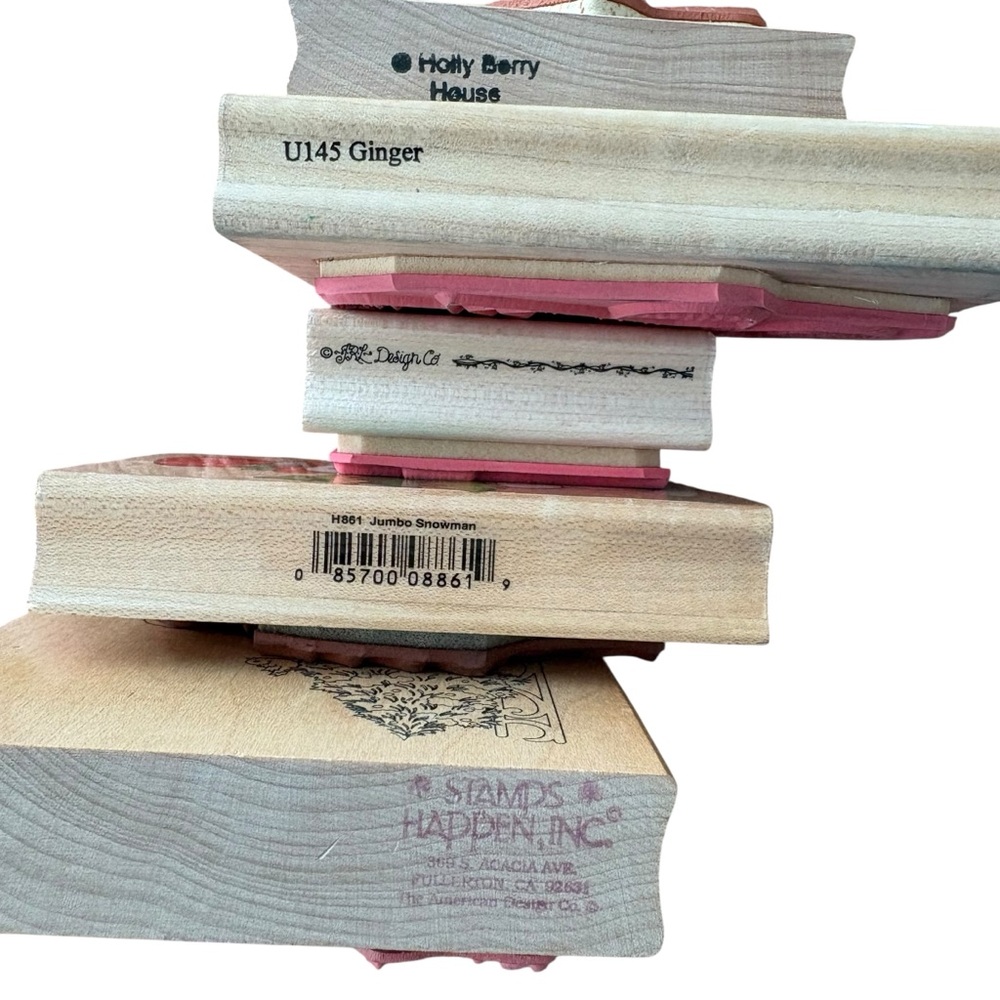 Lot of 5 Vintage Christmas Wood Mount Rubber Stamps Jumbo 1990s Bundle of 5 - Picture 8 of 10